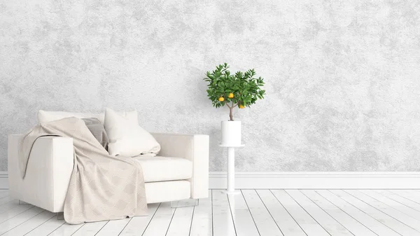 Modern parlak iç. 3D render