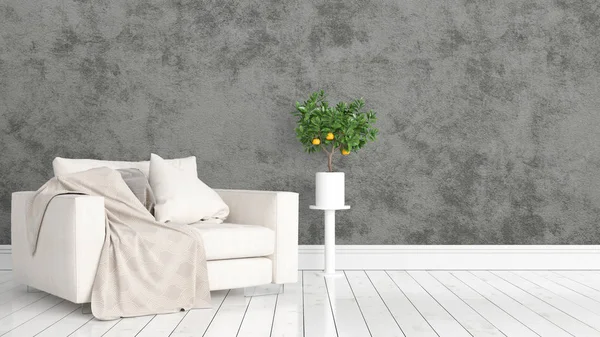 Modern parlak iç. 3D render