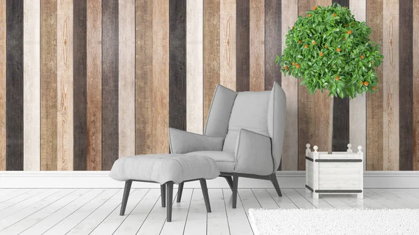 Modern parlak iç. 3D render