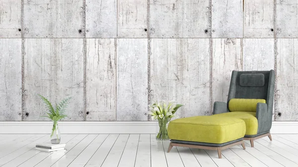 Modern parlak iç. 3D render