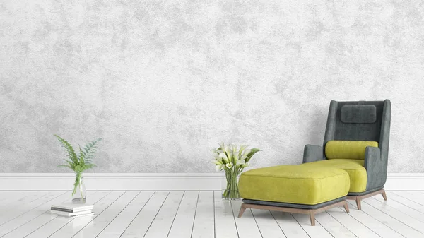 Modern parlak iç. 3D render