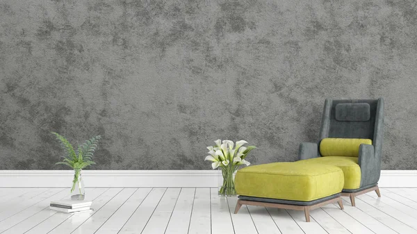 Modern parlak iç. 3D render