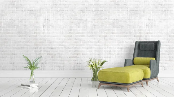 Modern parlak iç. 3D render