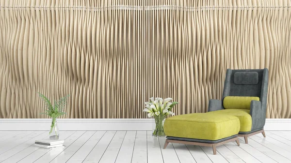 Modern parlak iç. 3D render