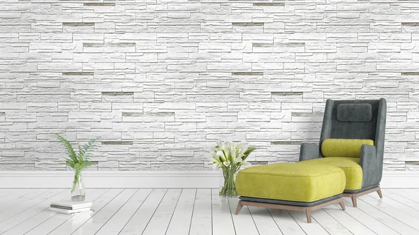 Modern parlak iç. 3D render