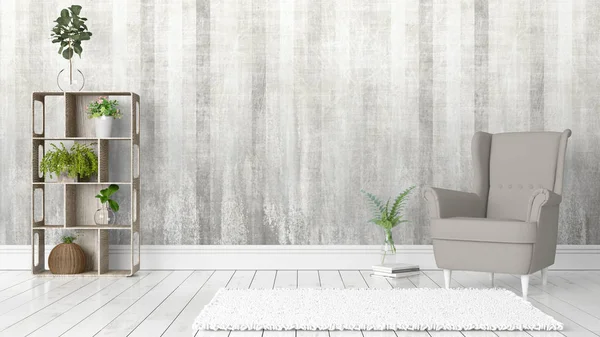 Modern parlak iç. 3D render