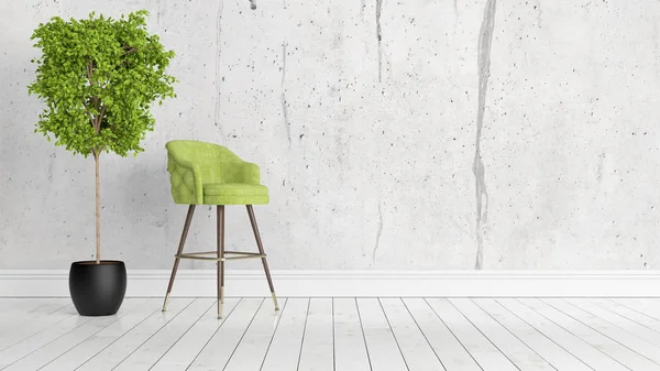 Modern parlak iç. 3D render