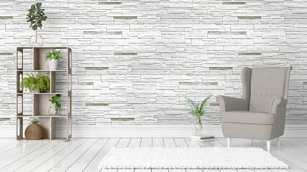 Modern parlak iç. 3D render