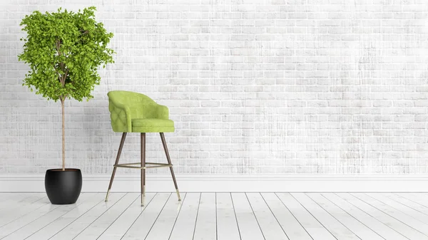 Modern parlak iç. 3D render