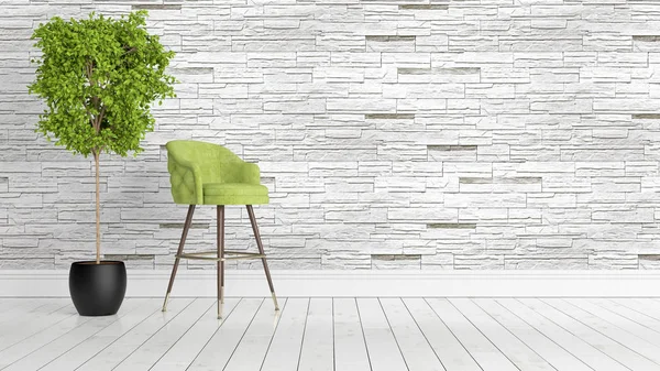 Modern parlak iç. 3D render