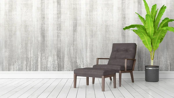 Modern parlak iç. 3D render