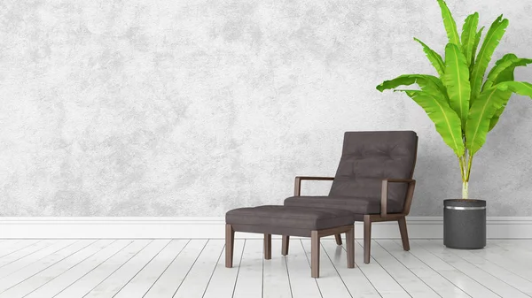 Modern parlak iç. 3D render