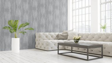 Modern parlak iç. 3D render
