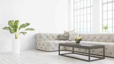 Modern parlak iç. 3D render