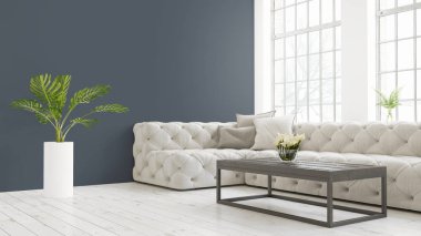 Modern parlak iç. 3D render