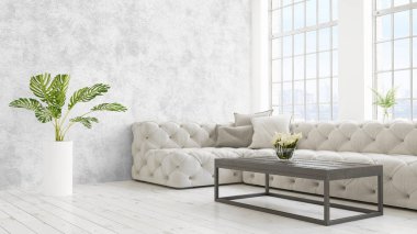 Modern parlak iç. 3D render