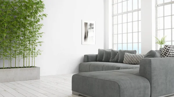 Modern parlak iç. 3D render