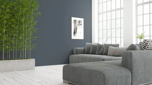 Modern parlak iç. 3D render