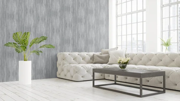 Modern parlak iç. 3D render