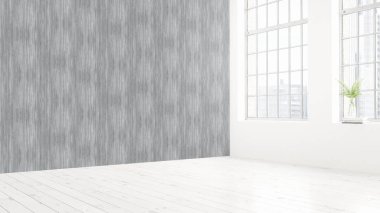 Modern parlak iç. 3D render