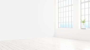 Modern parlak iç. 3D render