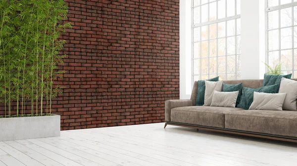 Modern parlak iç. 3D render