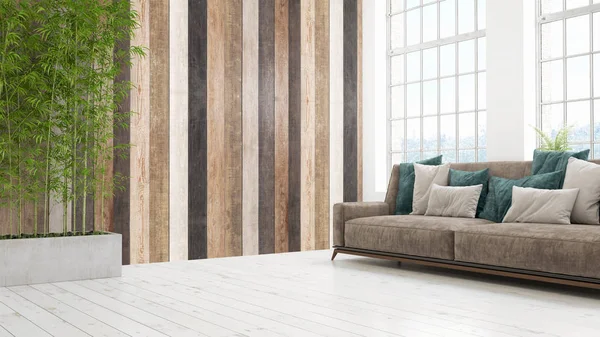 Modern parlak iç. 3D render