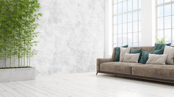 Modern parlak iç. 3D render