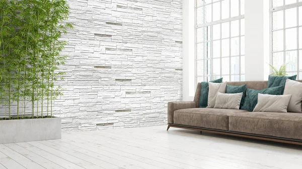 Modern parlak iç. 3D render