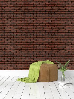 Modern parlak iç. 3D render