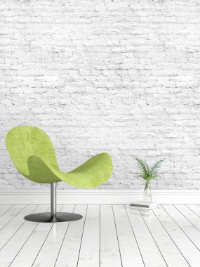 Modern parlak iç. 3D render