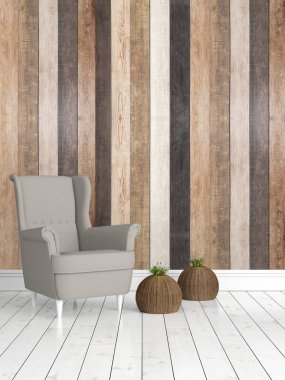 Modern parlak iç. 3D render