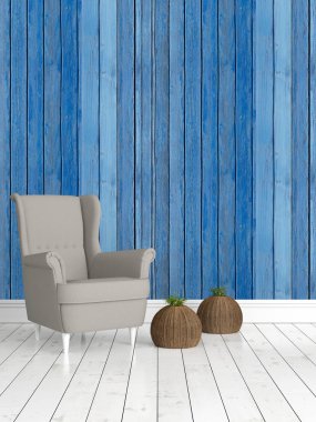 Modern parlak iç. 3D render