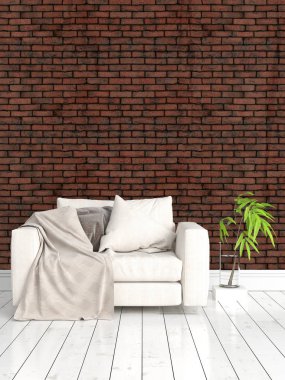 Modern parlak iç. 3D render