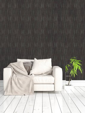 Modern parlak iç. 3D render