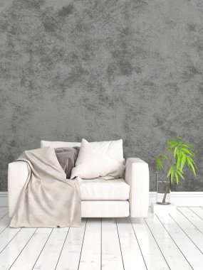 Modern parlak iç. 3D render