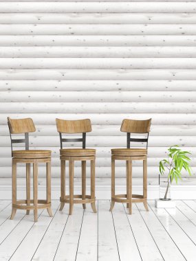 Modern parlak iç. 3D render