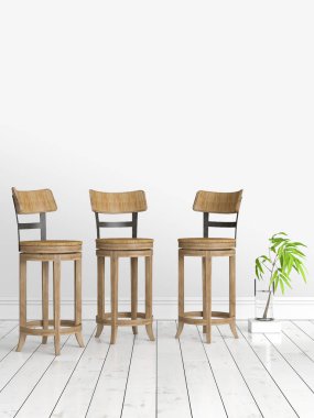 Modern parlak iç. 3D render