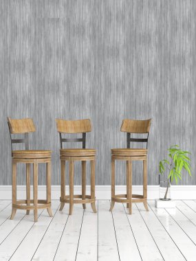 Modern parlak iç. 3D render