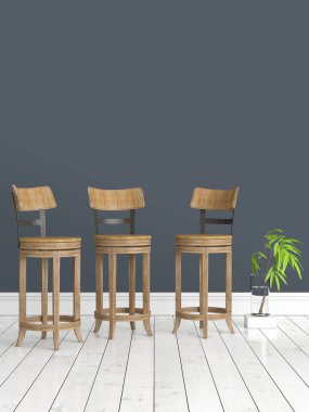 Modern parlak iç. 3D render