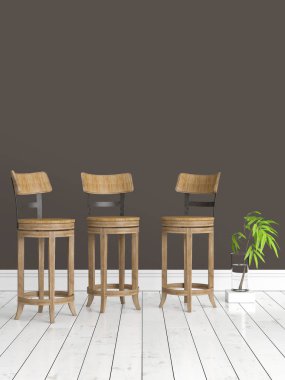 Modern parlak iç. 3D render