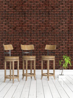 Modern parlak iç. 3D render