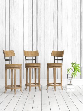 Modern parlak iç. 3D render