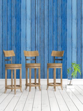 Modern parlak iç. 3D render