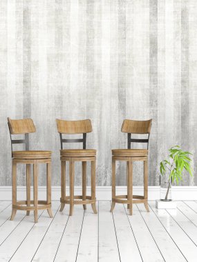 Modern parlak iç. 3D render