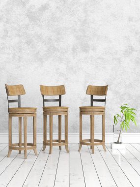 Modern parlak iç. 3D render