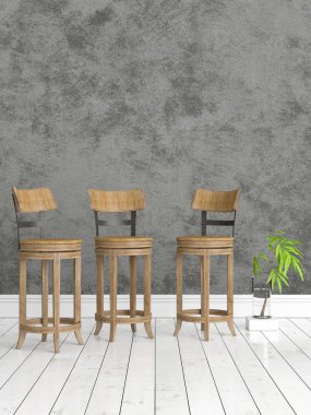 Modern parlak iç. 3D render