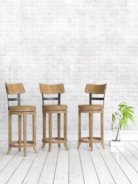 Modern parlak iç. 3D render