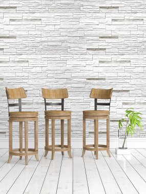 Modern parlak iç. 3D render