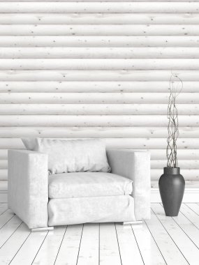 Modern parlak iç. 3D render